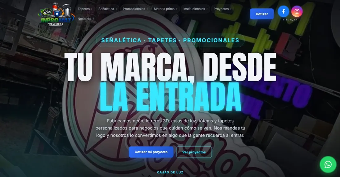 Sitio real de INPROMAT, cliente de Núcleo AI